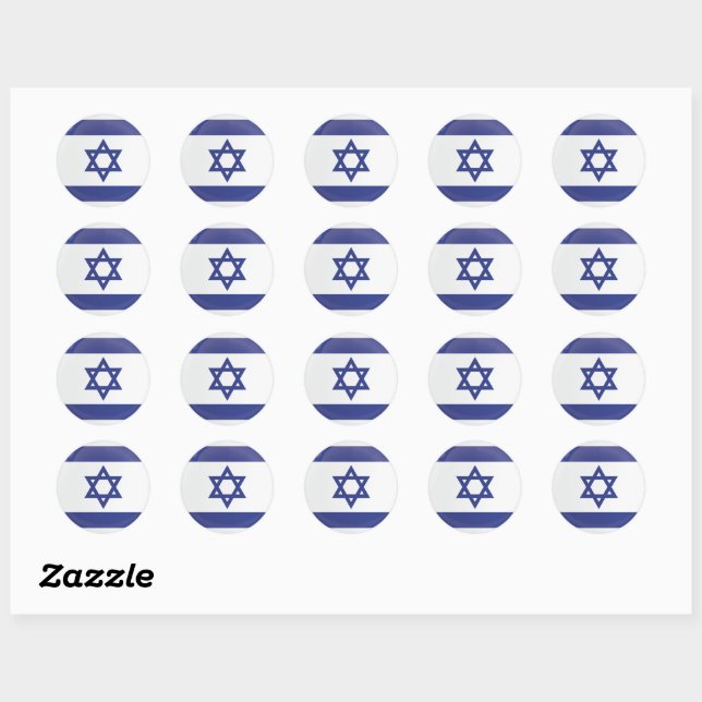 Sticker Rond Drapeau d'icône ronde Israël (Feuille)
