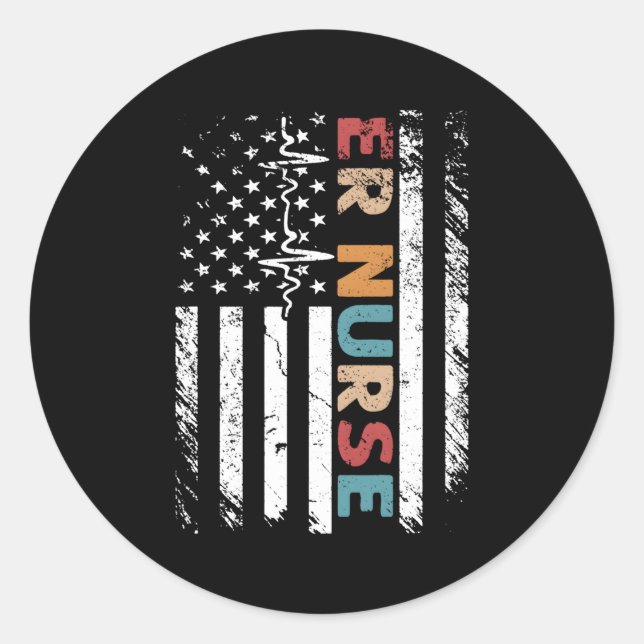 Sticker Rond Drapeau Distressé Pour La Salle D'Urgence Er Infir (Devant)