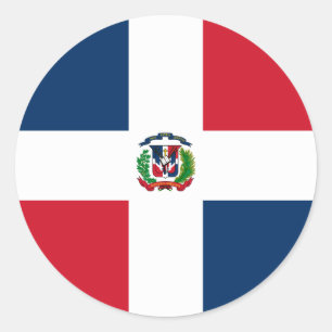 Sticker Rond Drapeau dominicain