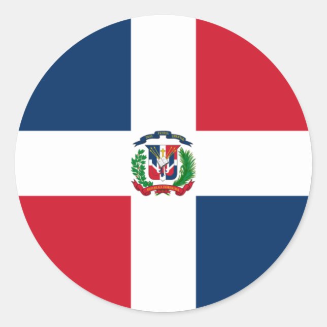 Sticker Rond Drapeau dominicain, Drapeau de la République Domin (Devant)