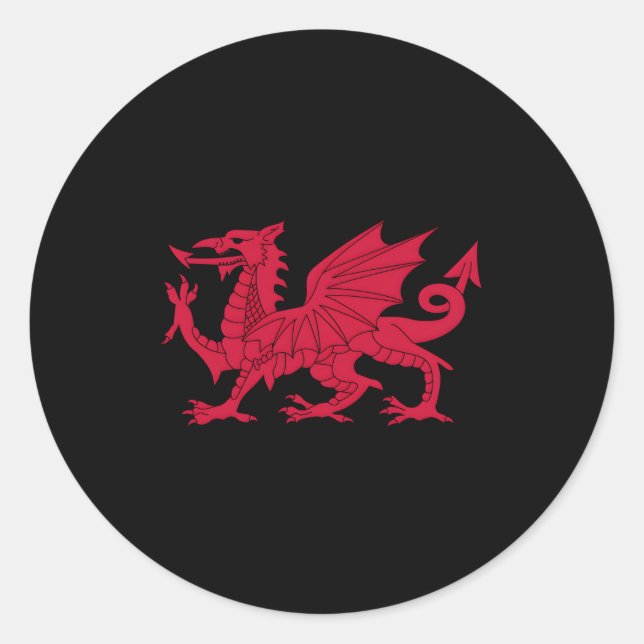Sticker Rond Drapeau Dragon De Pays De Galles Drapeaux Gallois  (Devant)