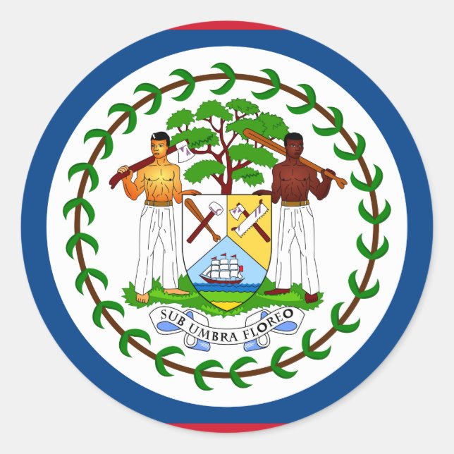 Sticker Rond Drapeau du Belize (Devant)
