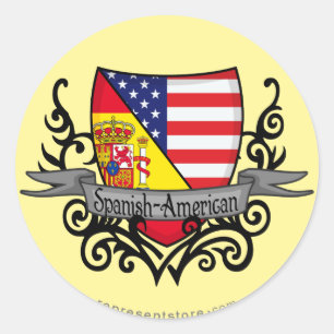 Sticker Rond Drapeau du Bouclier espagnol-américain