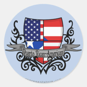 Sticker Rond Drapeau du Bouclier portoricain américain