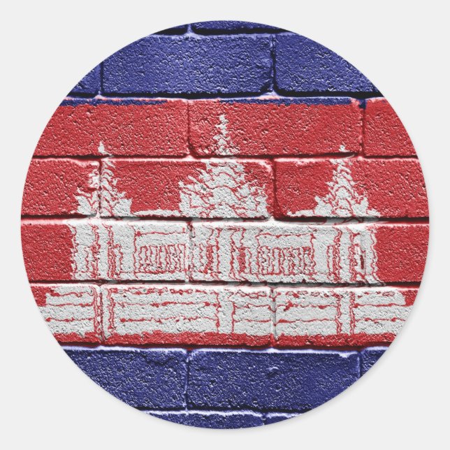 Sticker Rond Drapeau du Cambodge (Devant)
