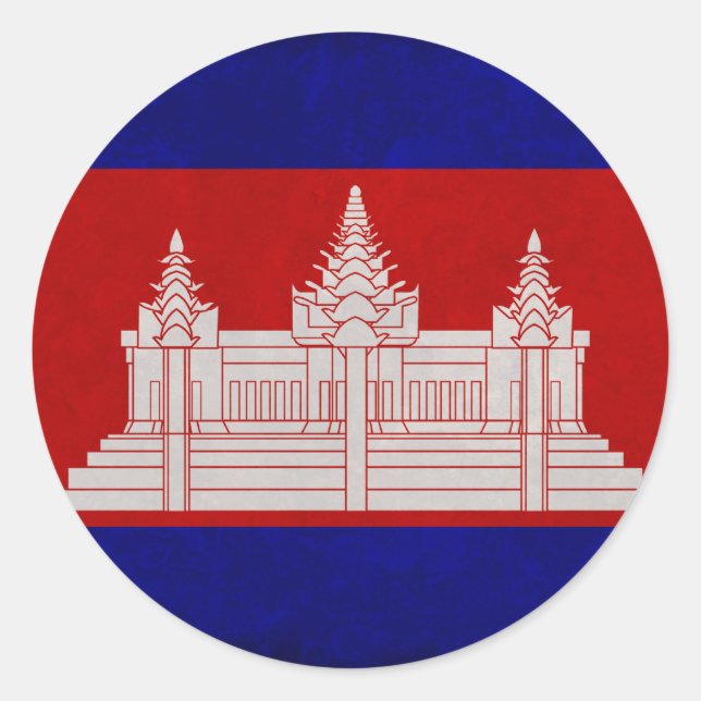 Sticker Rond Drapeau du Cambodge (Devant)