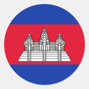 Sticker Rond Drapeau du Cambodge