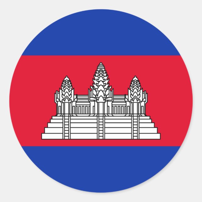 Sticker Rond Drapeau du Cambodge (Devant)