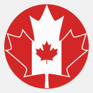 Sticker Rond Drapeau du Canada en feuille d'érable - rouge