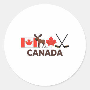 Sticker Rond Drapeau du Canada Feuille d'érable canadienne Cerf