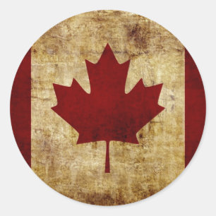 Sticker Rond Drapeau du Canada / grunge
