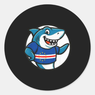 Sticker Rond Drapeau du Cap-Vert Requin Drôle Cap-Verdien