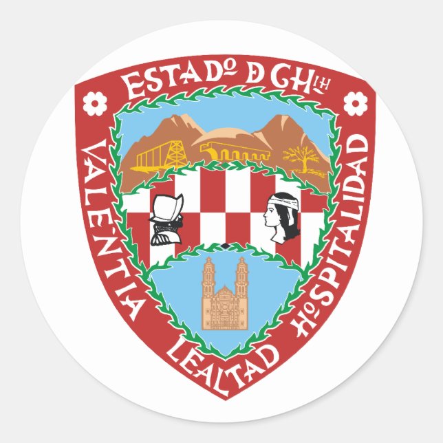 Sticker Rond Drapeau du Chihuahua, Mexique (Devant)