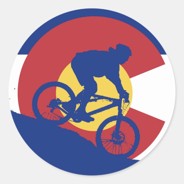 Sticker Rond Drapeau du Colorado du VTT (Devant)