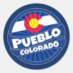 Sticker Rond Drapeau du Colorado Pueblo collants d'éclatement