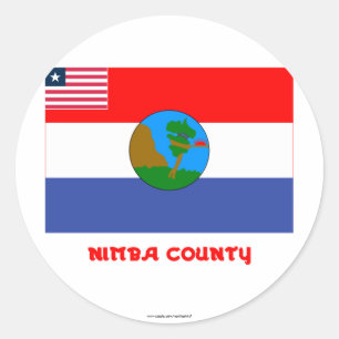 Sticker Rond Drapeau du comté de Nimba avec nom