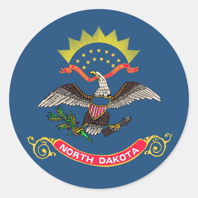 Sticker Rond Drapeau du Dakota du Nord (Devant)