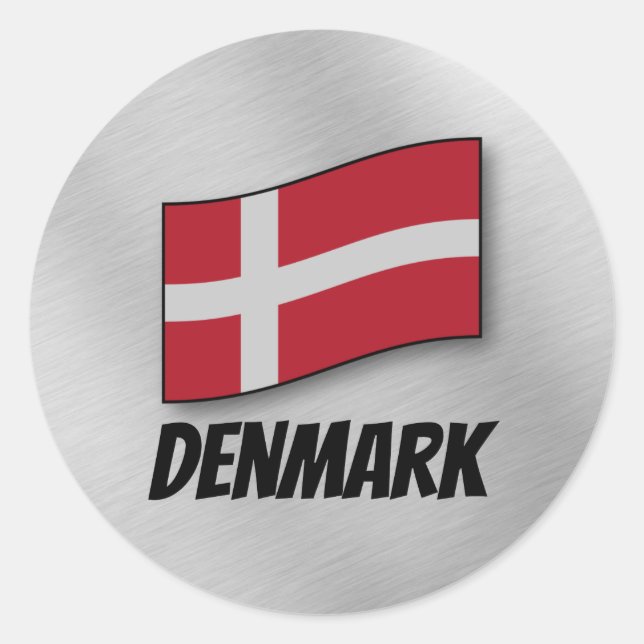 Sticker Rond Drapeau du Danemark (Devant)