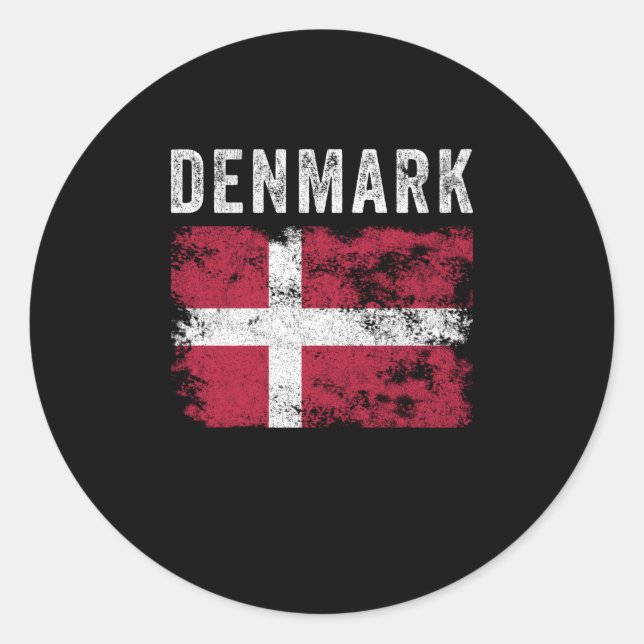 Sticker Rond Drapeau du Danemark en détresse - Drapeau du Danem (Devant)