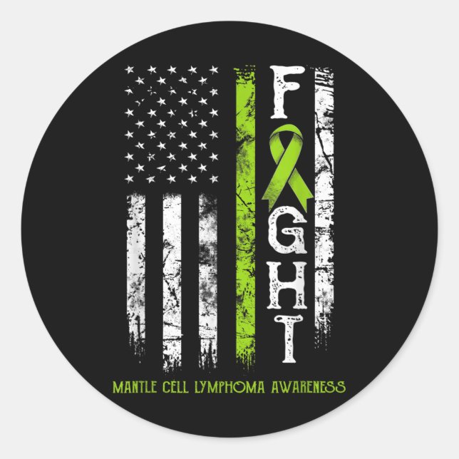 Sticker Rond Drapeau du guerrier de Lymphome Mantle Cell (Devant)