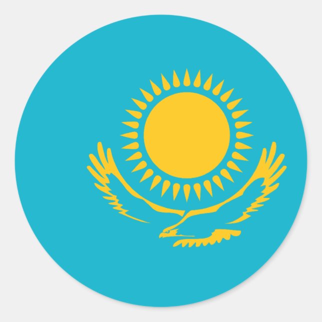 Sticker Rond Drapeau du Kazakhstan (Devant)