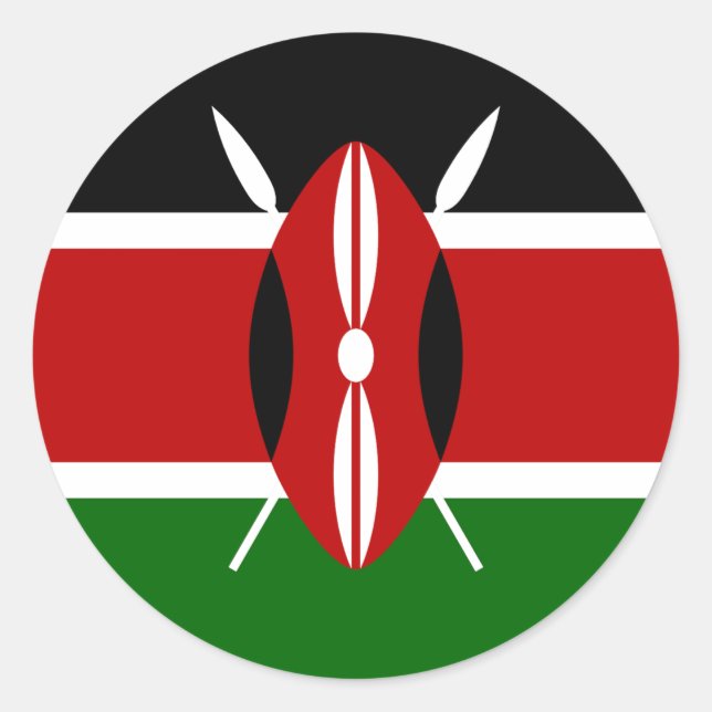 Sticker Rond Drapeau du Kenya (Devant)