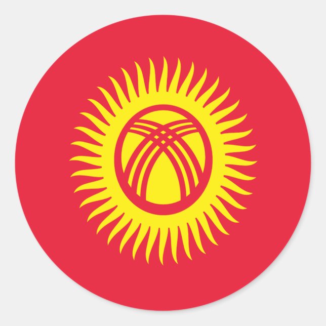 Sticker Rond Drapeau du Kirghizistan (Devant)