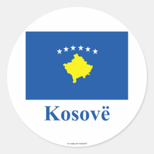 Sticker Rond Drapeau du Kosovo avec nom en albanais