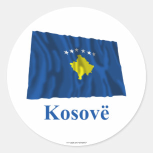 Sticker Rond Drapeau du Kosovo avec nom en albanais