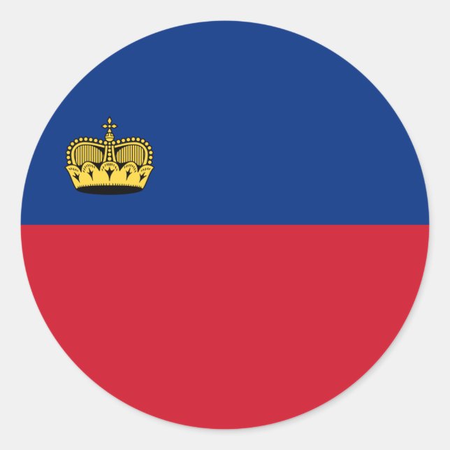 Sticker Rond Drapeau du Liechtenstein, Drapeau du Liechtenstein (Devant)