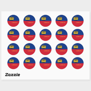 Sticker Rond Drapeau du Liechtenstein patriotes, vacances / spo