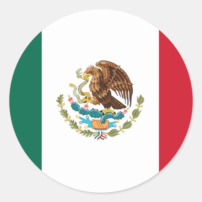 Sticker Rond Drapeau du Mexique - Drapeau du Mexique - Bandera  (Devant)