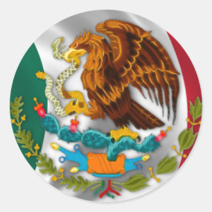 Sticker Rond Drapeau du Mexique, manteau des bras