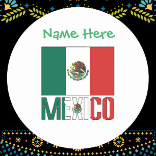 Sticker Rond Drapeau du Mexique personnalisé Rond