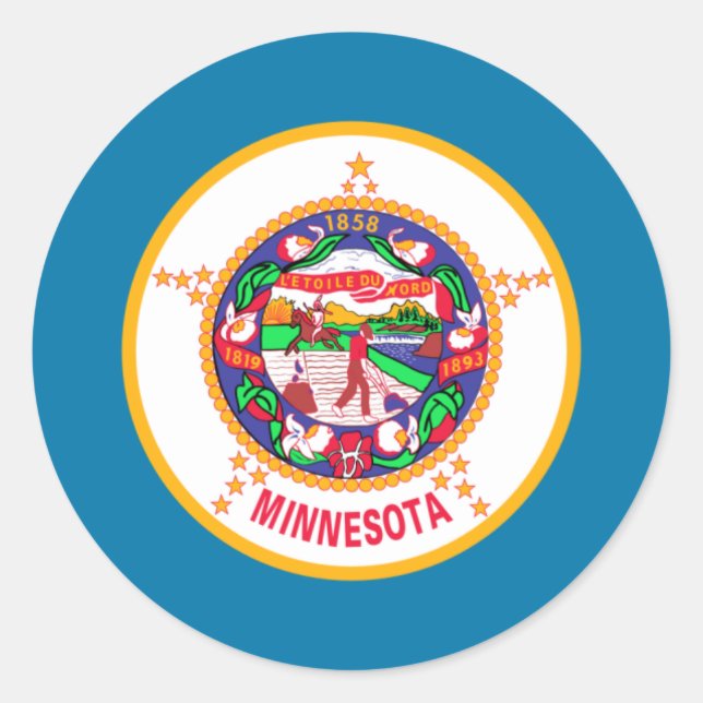Sticker Rond Drapeau du Minnesota (Devant)