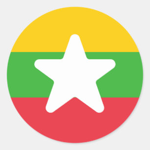 Sticker Rond Drapeau du Myanmar