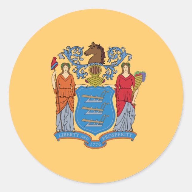Sticker Rond Drapeau du New Jersey, Drapeau du New Jersey (Devant)