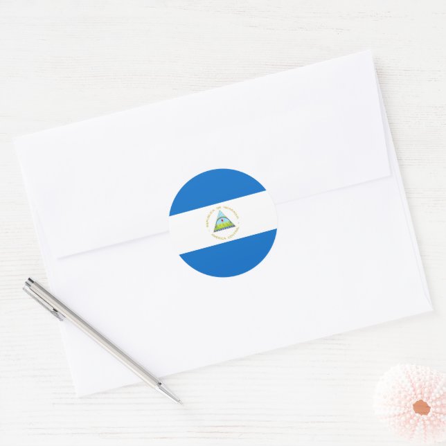 Sticker Rond Drapeau du Nicaragua (Enveloppe)
