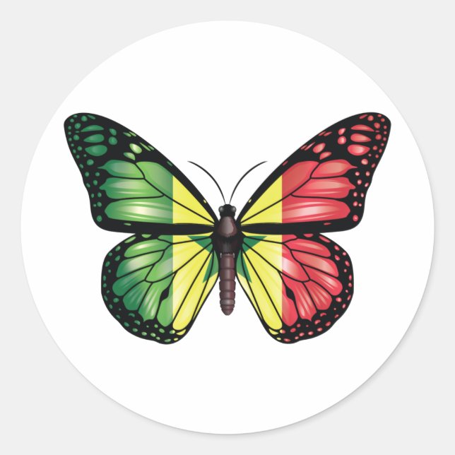 Sticker Rond Drapeau du papillon du Sénégal (Devant)