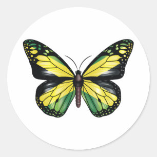Sticker Rond Drapeau du papillon jamaïcain