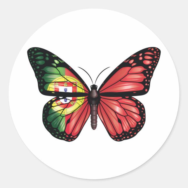 Sticker Rond Drapeau du papillon portugais (Devant)