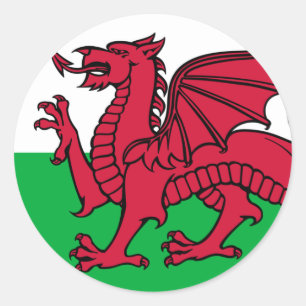 Sticker Rond Drapeau du Pays de Galles