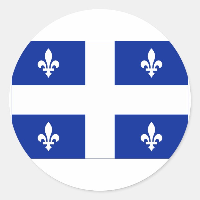 Sticker Rond Drapeau du Québec, Canada (Devant)