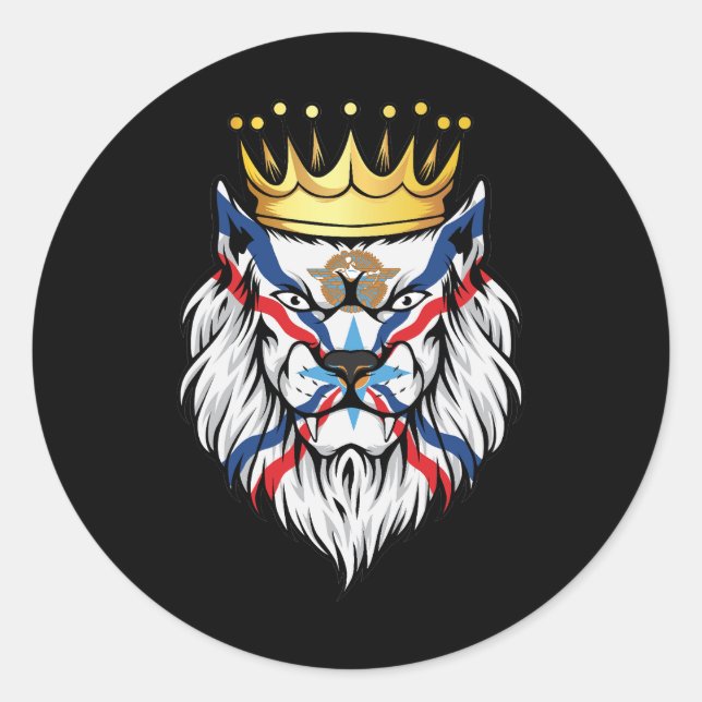 Sticker Rond Drapeau du roi Lion d'Assyrie (Devant)