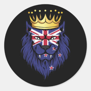 Sticker Rond Drapeau du roi-lion de Nouvelle-Zélande