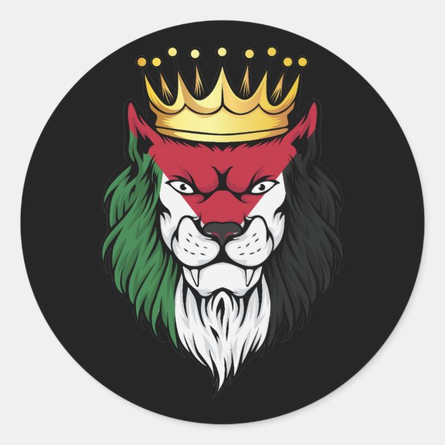 Sticker Rond Drapeau du roi Lion de Palestine (Devant)