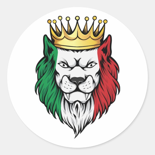 Sticker Rond Drapeau du roi Lion d'Italie (Devant)