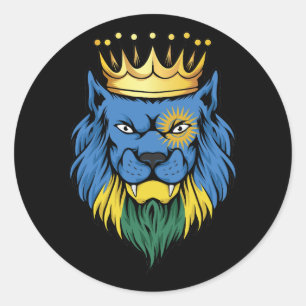 Sticker Rond Drapeau du roi Lion Rwanda