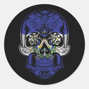 Sticker Rond Drapeau Du Salvador Et Drapeau Rose