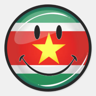 Sticker Rond Drapeau du Suriname   Visage souriant